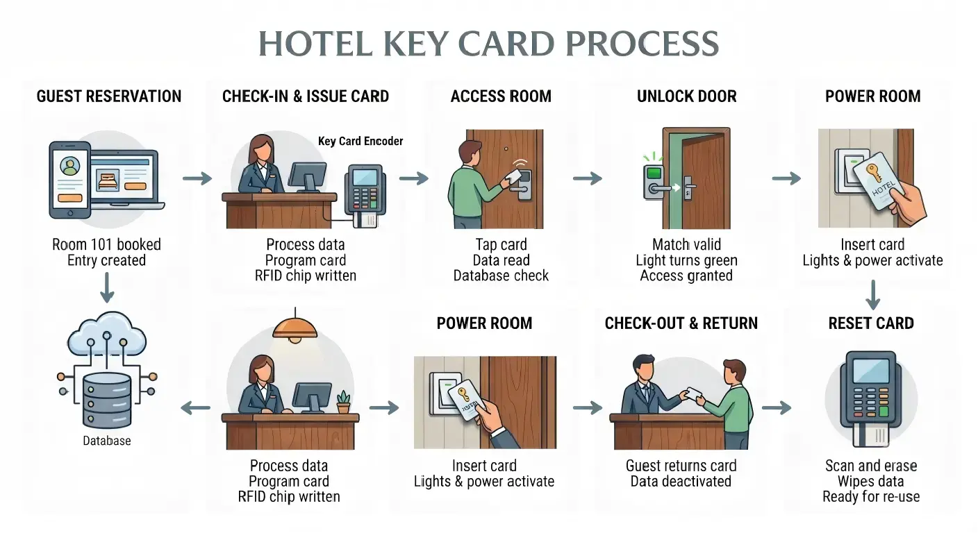 plastic hotel door key card