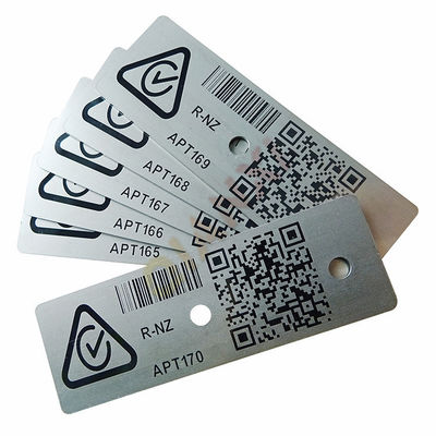 Encoding NFC Asset Tags Anodized Aluminium Sticker With Laser Etched Metal QR Code Barcode
